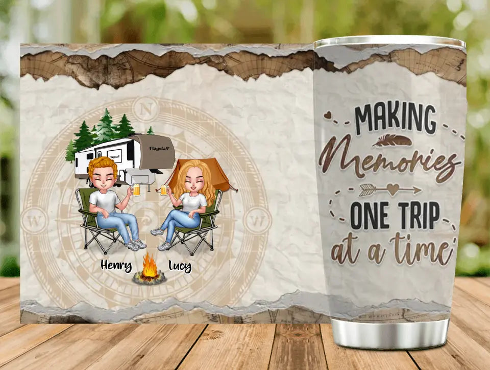 Making Memories One Trip at a Time — Personalized Camping Tumbler for Couples