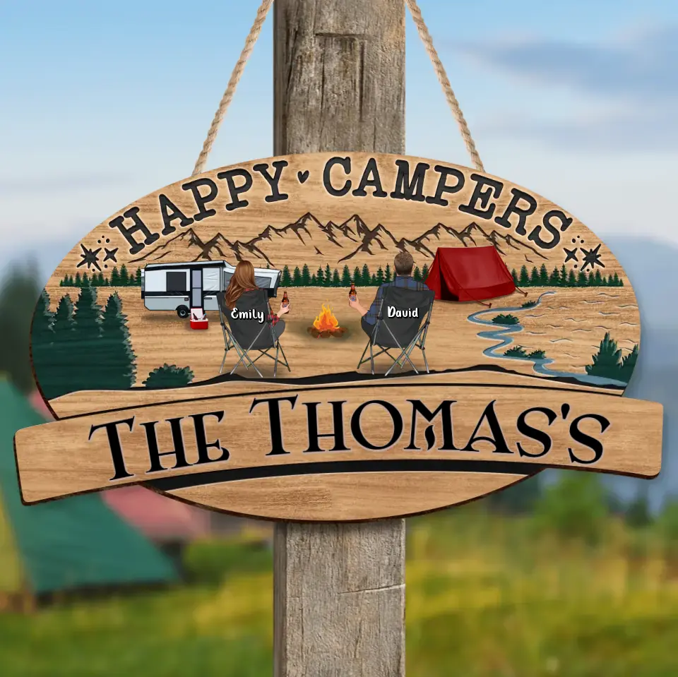 Personalized Camping Wooden Sign — Happy Campers
