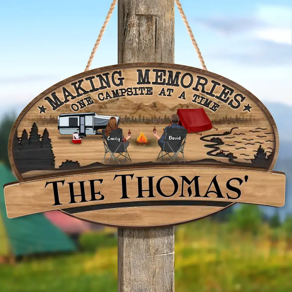Happy Campers — Personalized 2-Layered Wooden Art for Couples, Families & Pets
