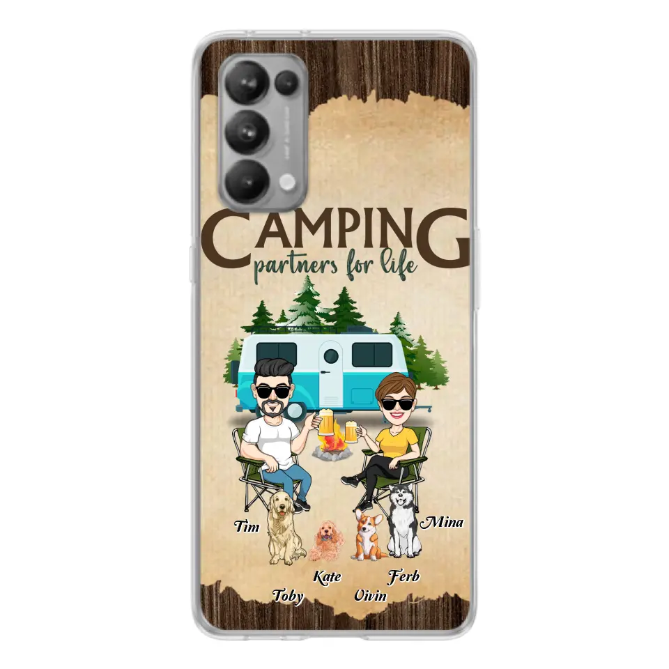 Personalized Couple With Dogs Camping Phone Case — Camping Partners for Life
