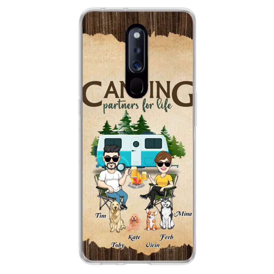 Personalized Couple With Dogs Camping Phone Case — Camping Partners for Life