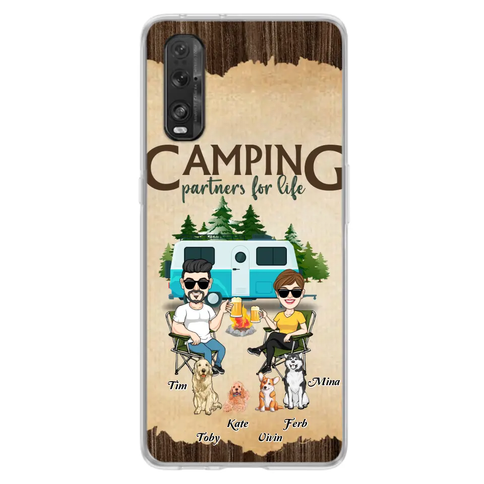 Personalized Couple With Dogs Camping Phone Case — Camping Partners for Life