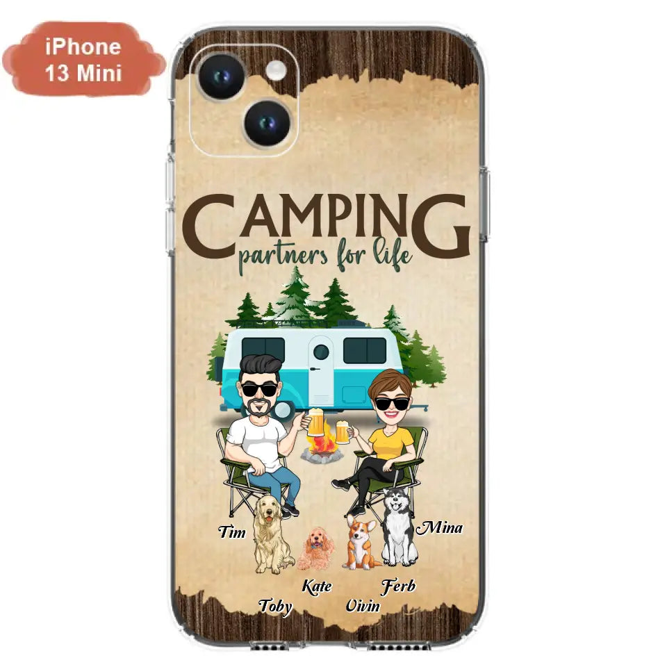 Personalized Couple With Dogs Camping Phone Case — Up to 4 Dogs