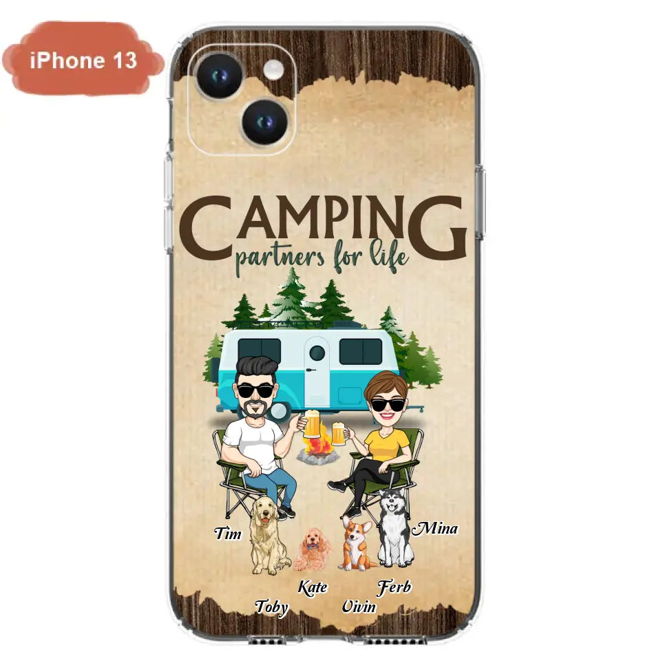 Personalized Couple With Dogs Camping Phone Case — Up to 4 Dogs