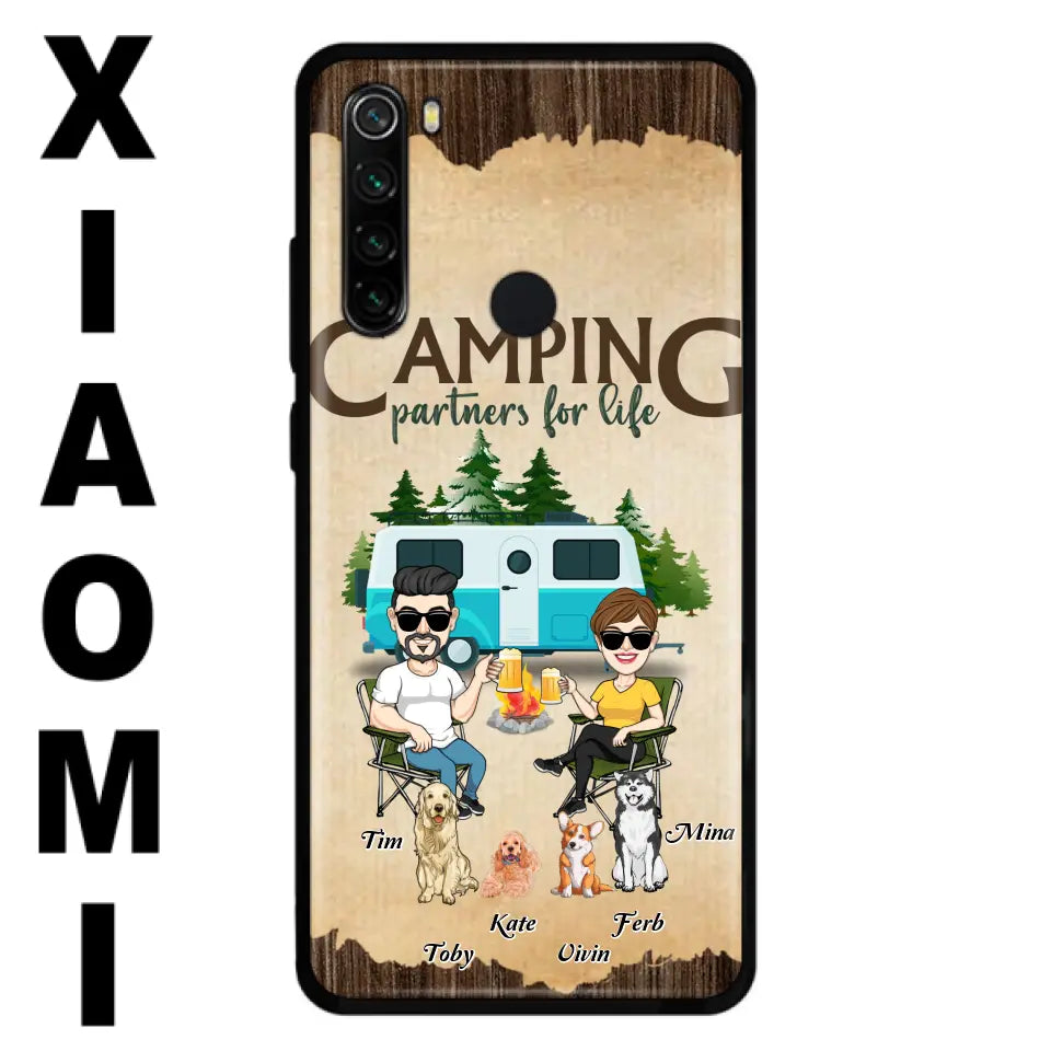 Personalized Couple With Dogs Camping Phone Case — Camping Partners for Life