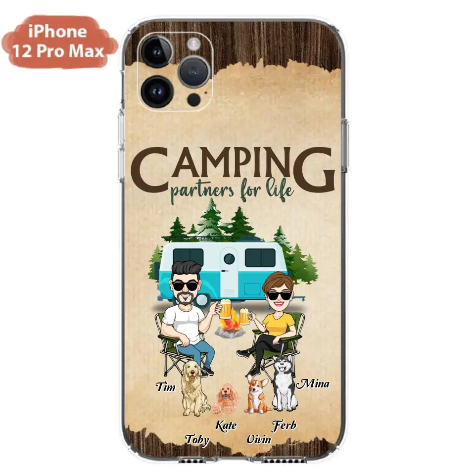 Personalized Couple With Dogs Camping Phone Case — Up to 4 Dogs