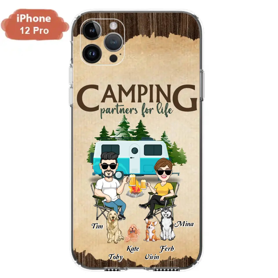 Personalized Couple With Dogs Camping Phone Case — Up to 4 Dogs