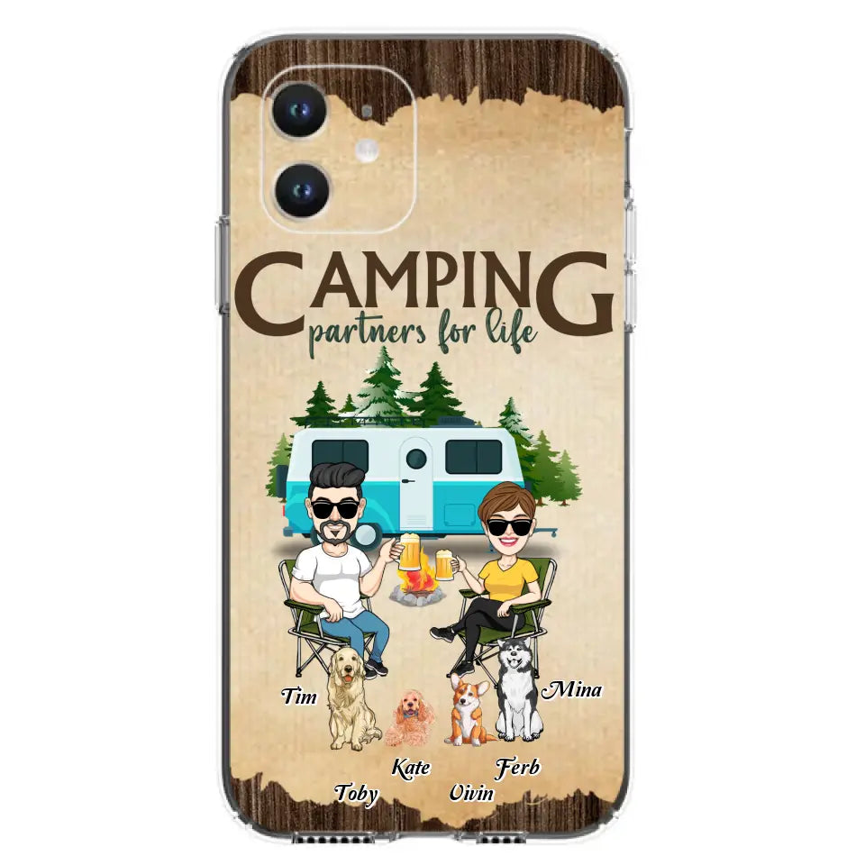 Personalized Couple With Dogs Camping Phone Case — Up to 4 Dogs