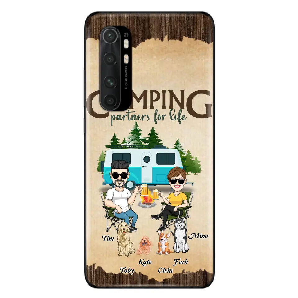 Personalized Couple With Dogs Camping Phone Case — Camping Partners for Life