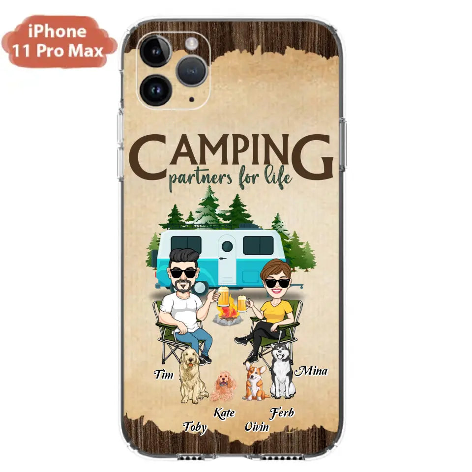 Personalized Couple With Dogs Camping Phone Case — Up to 4 Dogs