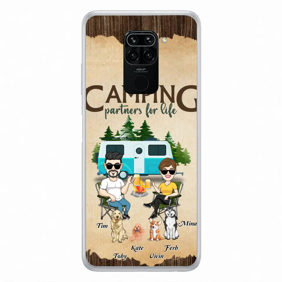 Personalized Couple With Dogs Camping Phone Case — Camping Partners for Life