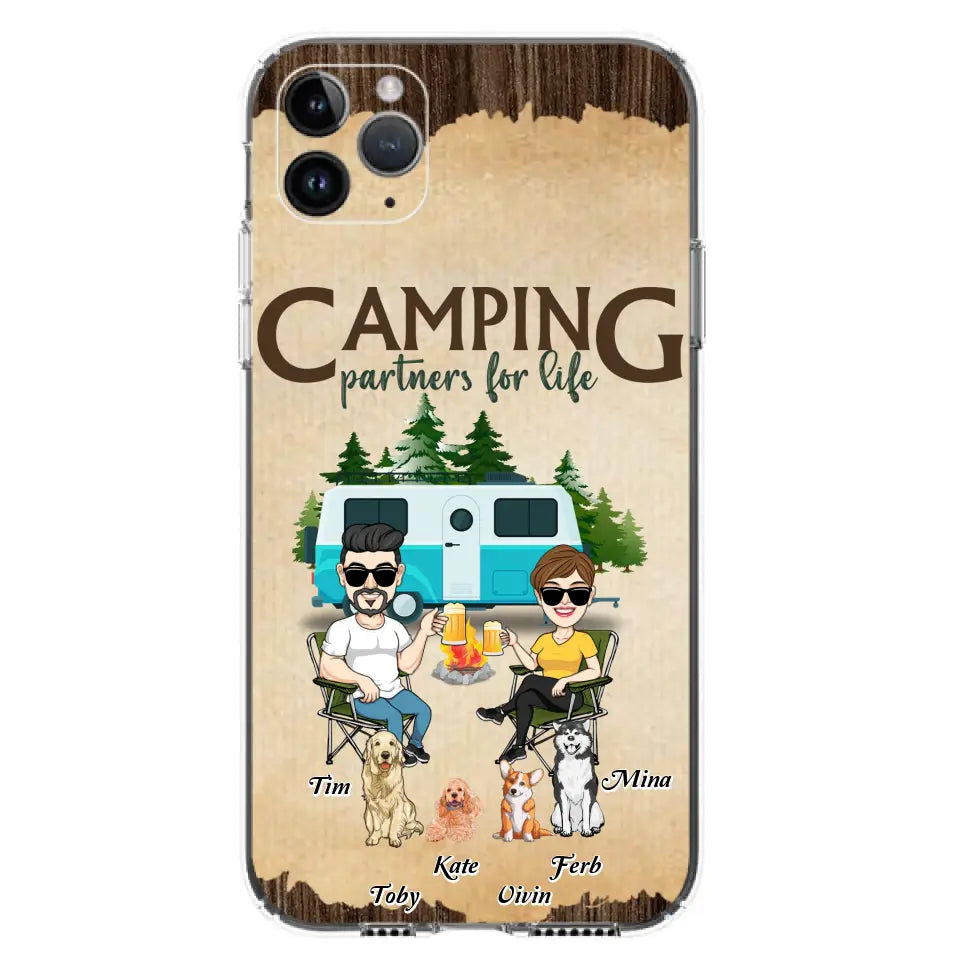 Personalized Couple With Dogs Camping Phone Case — Up to 4 Dogs