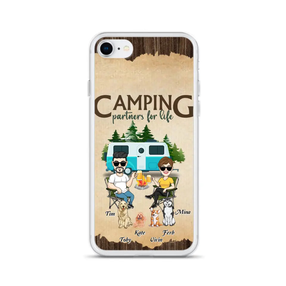 Personalized Couple With Dogs Camping Phone Case — Up to 4 Dogs