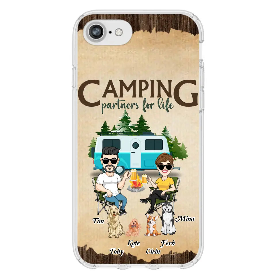 Personalized Couple With Dogs Camping Phone Case — Up to 4 Dogs