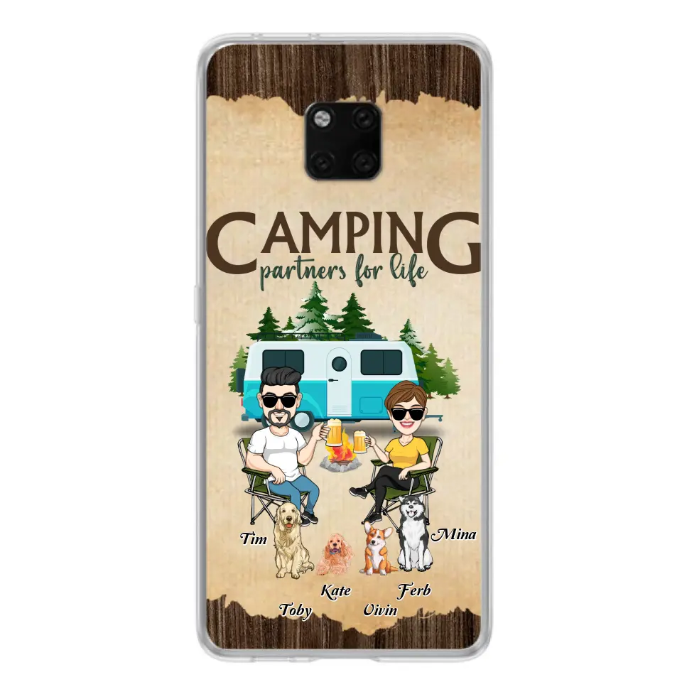 Personalized Couple With Dogs Camping Phone Case — Camping Partners for Life