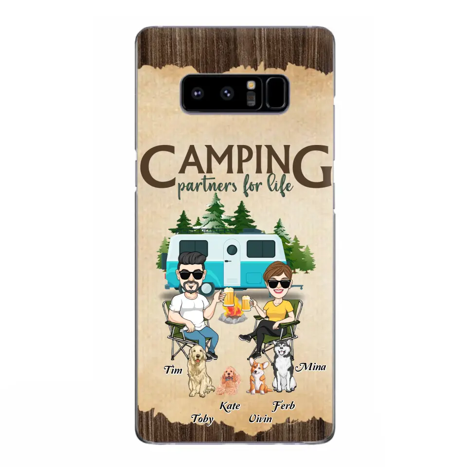 Personalized Couple With Dogs Camping Phone Case — Up to 4 Dogs