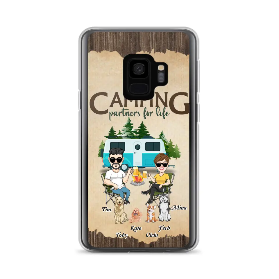 Personalized Couple With Dogs Camping Phone Case — Up to 4 Dogs
