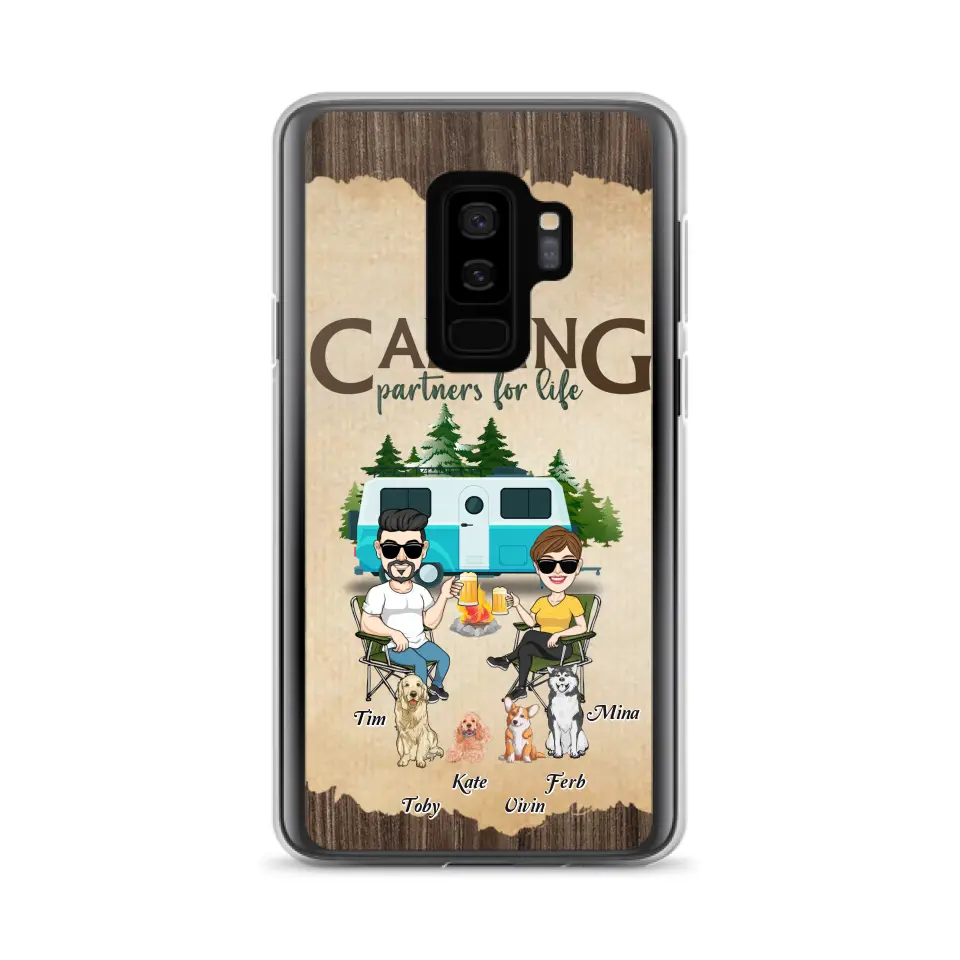 Personalized Couple With Dogs Camping Phone Case — Up to 4 Dogs