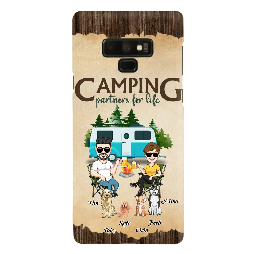 Personalized Couple With Dogs Camping Phone Case — Up to 4 Dogs