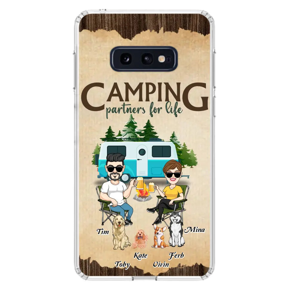 Personalized Couple With Dogs Camping Phone Case — Up to 4 Dogs