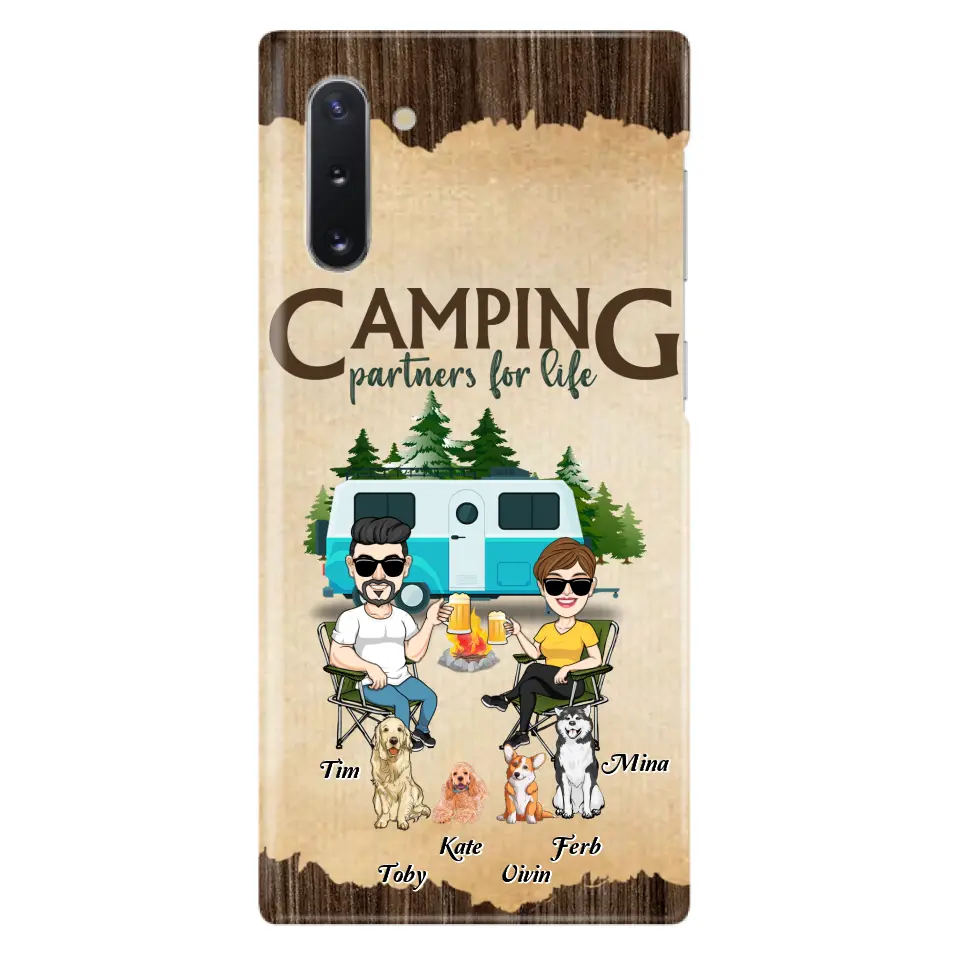 Personalized Couple With Dogs Camping Phone Case — Up to 4 Dogs