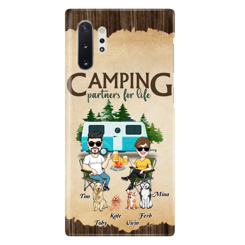 Personalized Couple With Dogs Camping Phone Case — Up to 4 Dogs