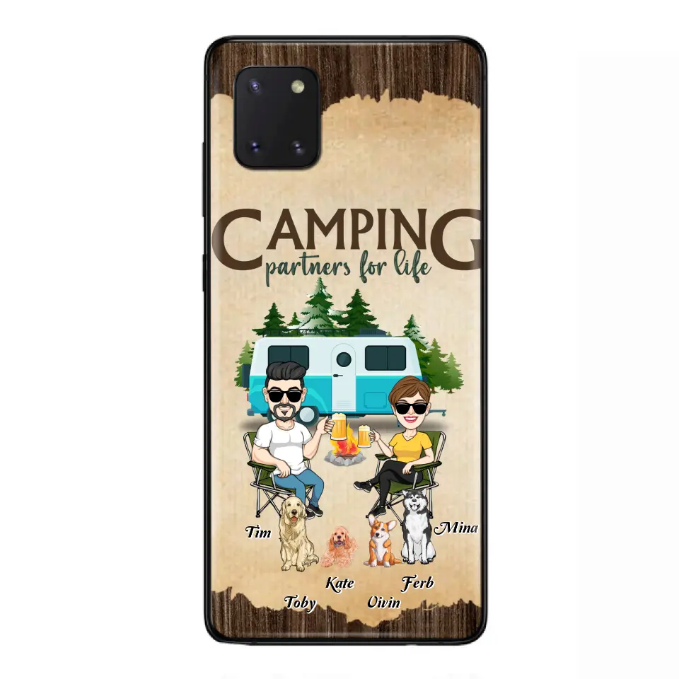 Personalized Couple With Dogs Camping Phone Case — Up to 4 Dogs