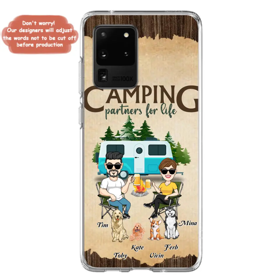 Personalized Couple With Dogs Camping Phone Case — Up to 4 Dogs