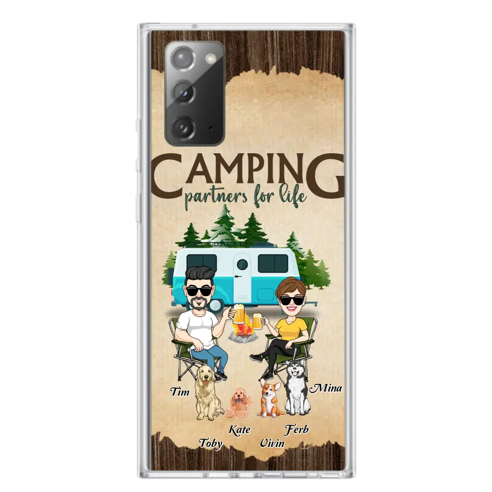 Personalized Couple With Dogs Camping Phone Case — Up to 4 Dogs