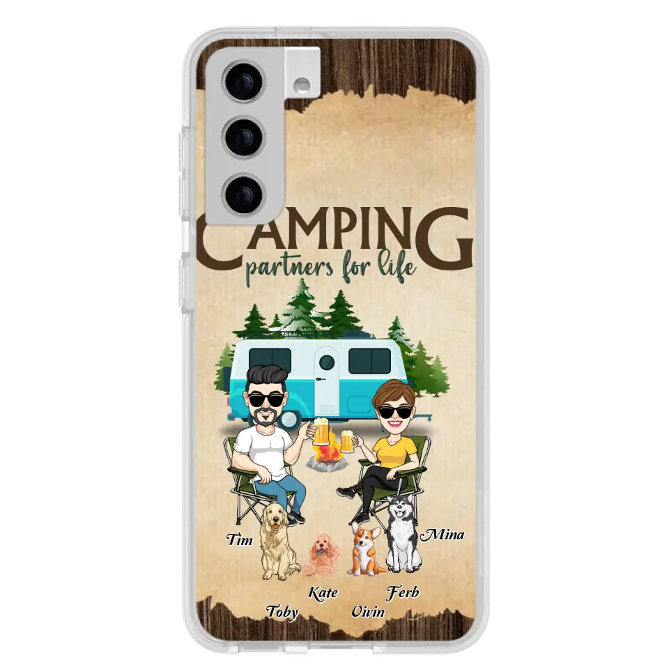 Personalized Couple With Dogs Camping Phone Case — Up to 4 Dogs