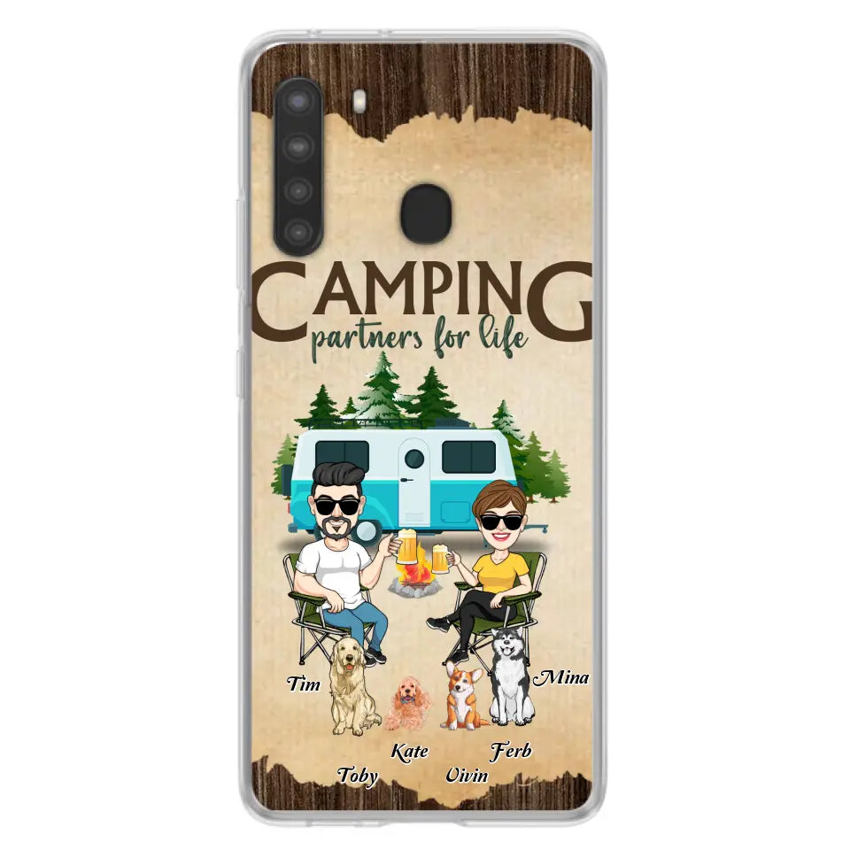 Personalized Couple With Dogs Camping Phone Case — Up to 4 Dogs