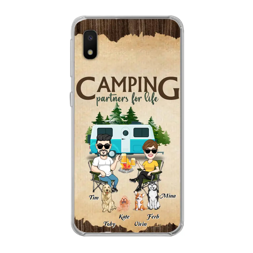 Personalized Couple With Dogs Camping Phone Case — Up to 4 Dogs