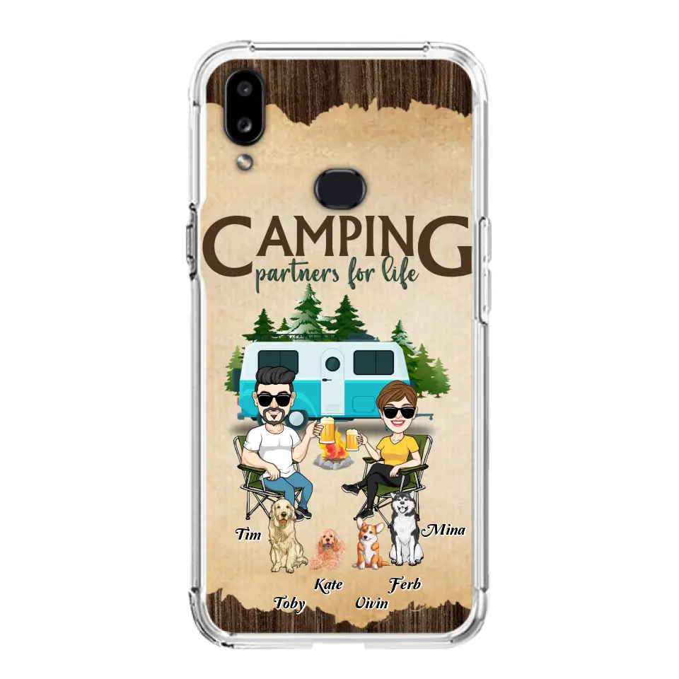 Personalized Couple With Dogs Camping Phone Case — Up to 4 Dogs