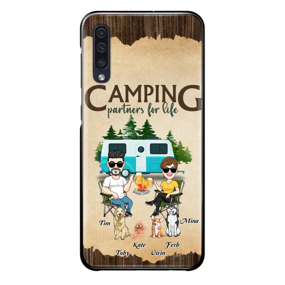 Personalized Couple With Dogs Camping Phone Case — Up to 4 Dogs