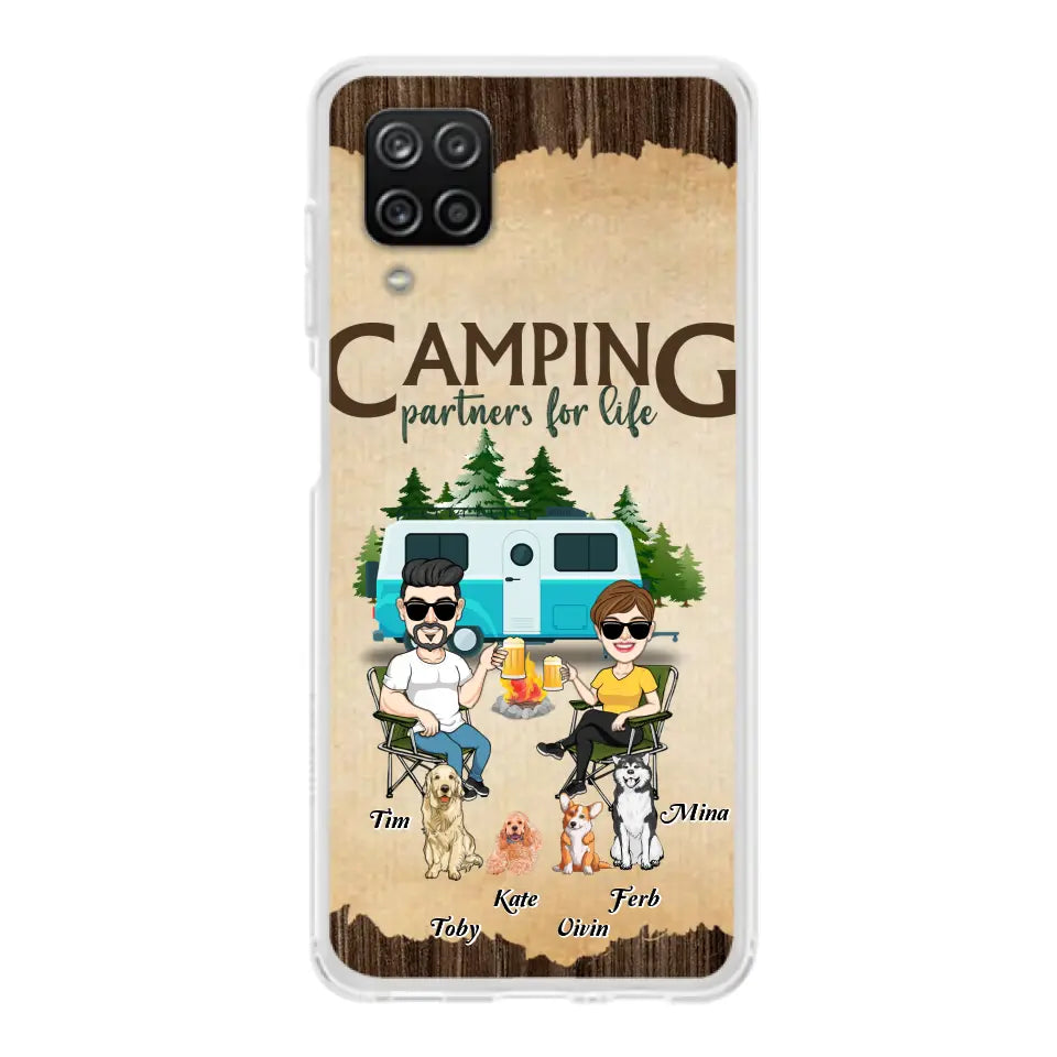Personalized Couple With Dogs Camping Phone Case — Up to 4 Dogs