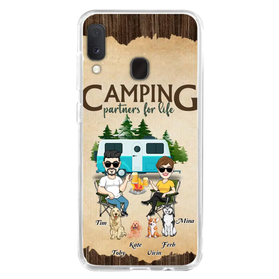 Personalized Couple With Dogs Camping Phone Case — Up to 4 Dogs