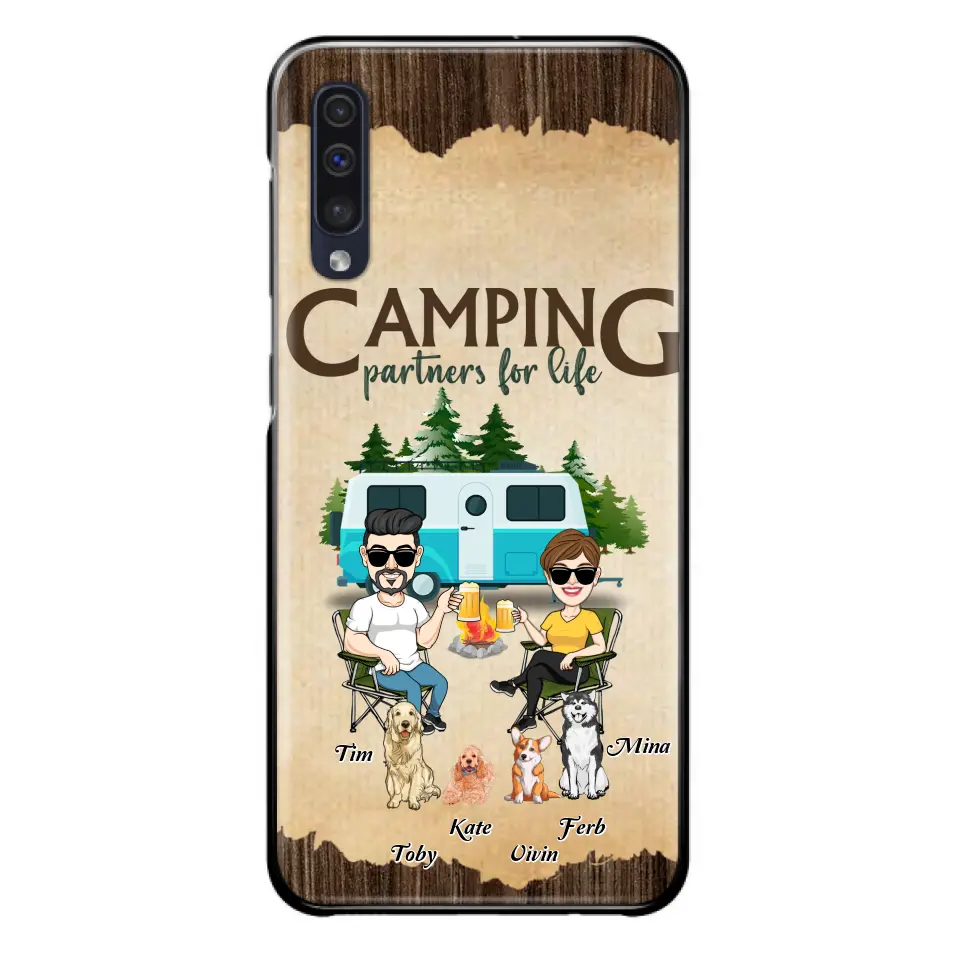 Personalized Couple With Dogs Camping Phone Case — Up to 4 Dogs
