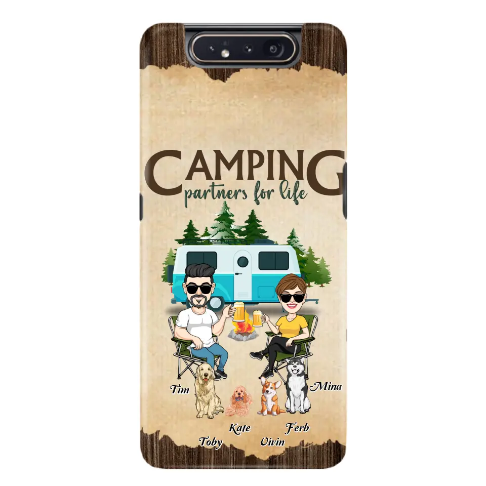 Personalized Couple With Dogs Camping Phone Case — Up to 4 Dogs