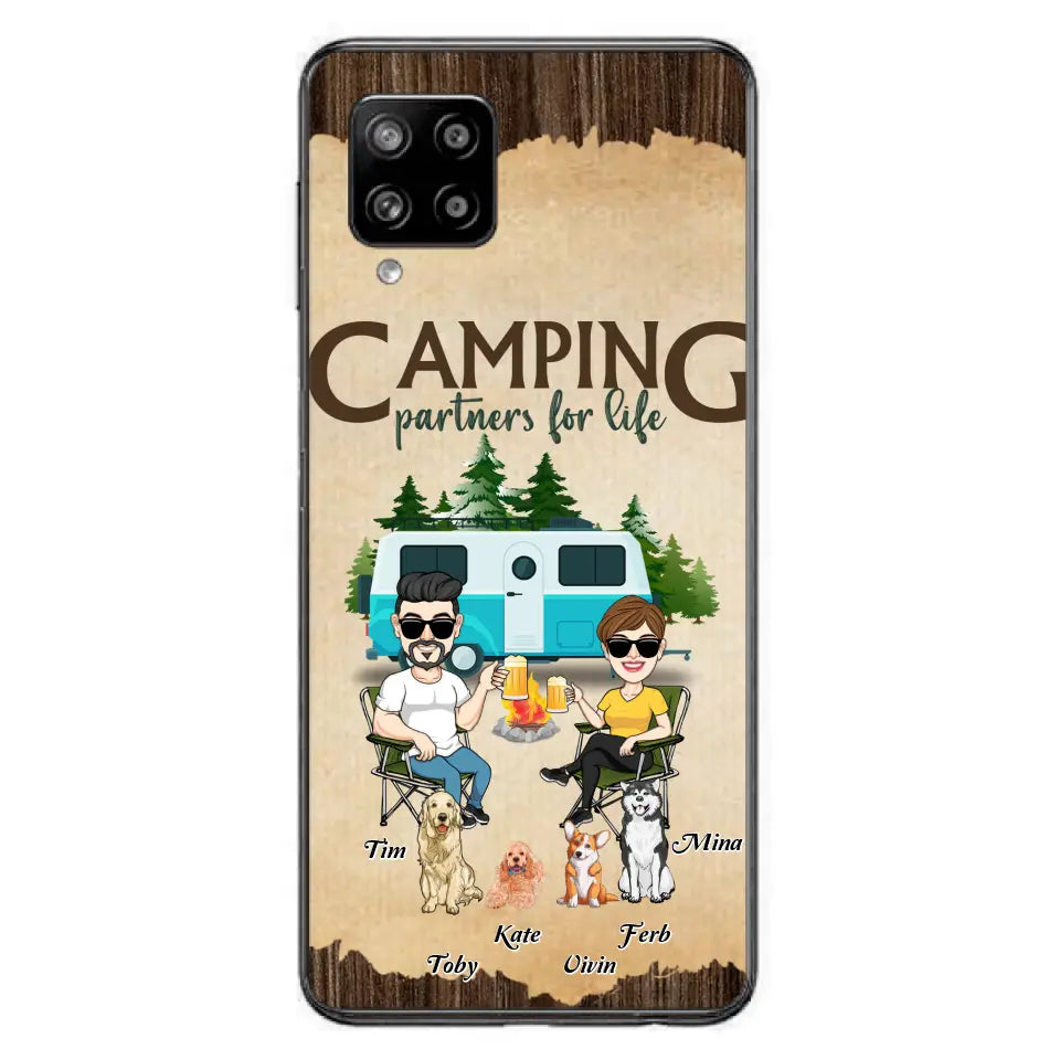 Personalized Couple With Dogs Camping Phone Case — Up to 4 Dogs