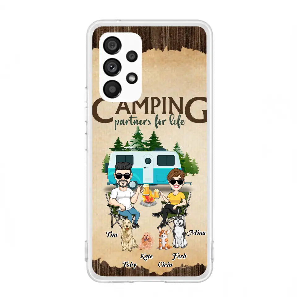 Personalized Couple With Dogs Camping Phone Case — Up to 4 Dogs