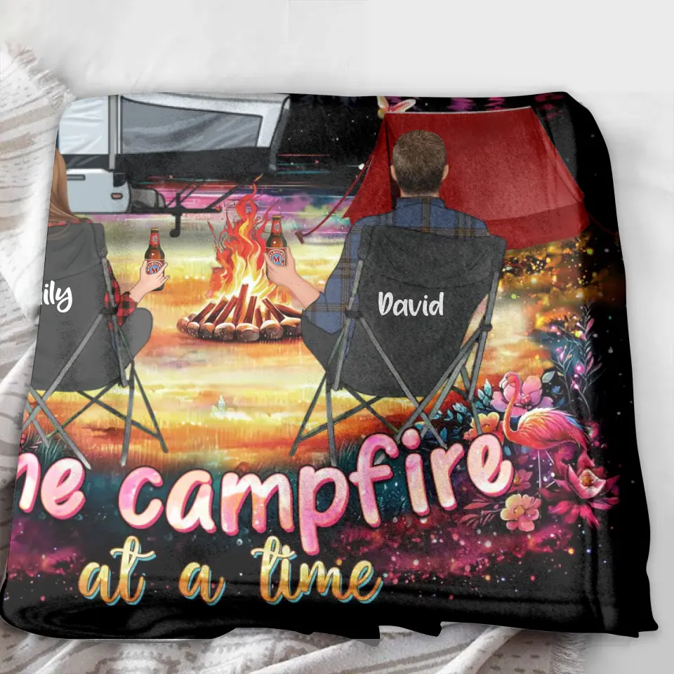 Personalized Camping Quilt, Fleece Throw Blanket or Pillow Cover — Making Memories One Campfire at a Time