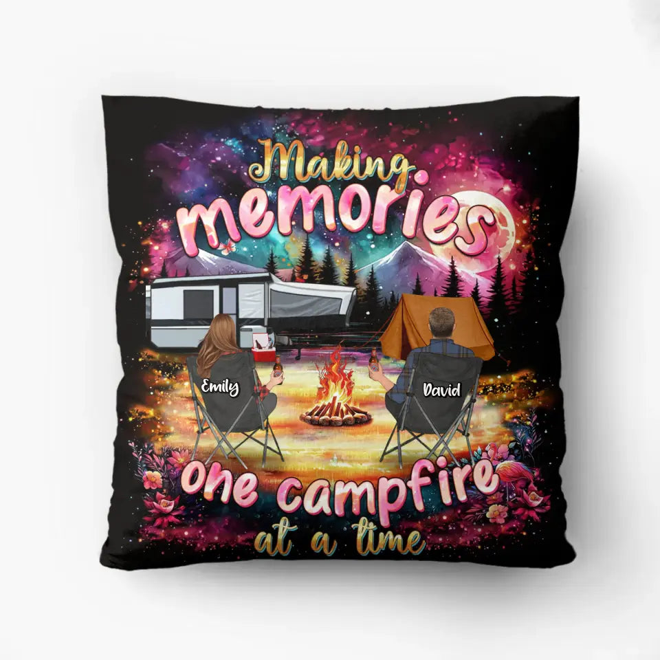 Personalized Camping Quilt, Fleece Throw Blanket or Pillow Cover — Making Memories One Campfire at a Time