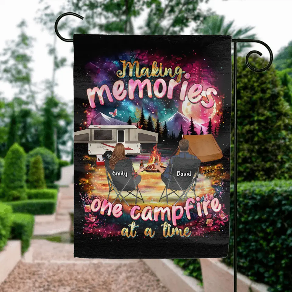 Campfire Memories Garden Flag — Personalized Outdoor Décor for Families