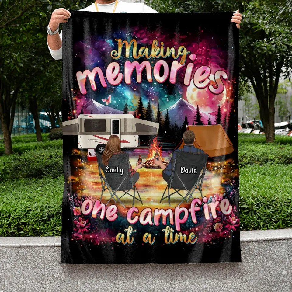 Campfire Memories Garden Flag — Personalized Outdoor Décor for Families