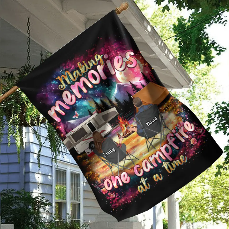 Campfire Memories Garden Flag — Personalized Outdoor Décor for Families