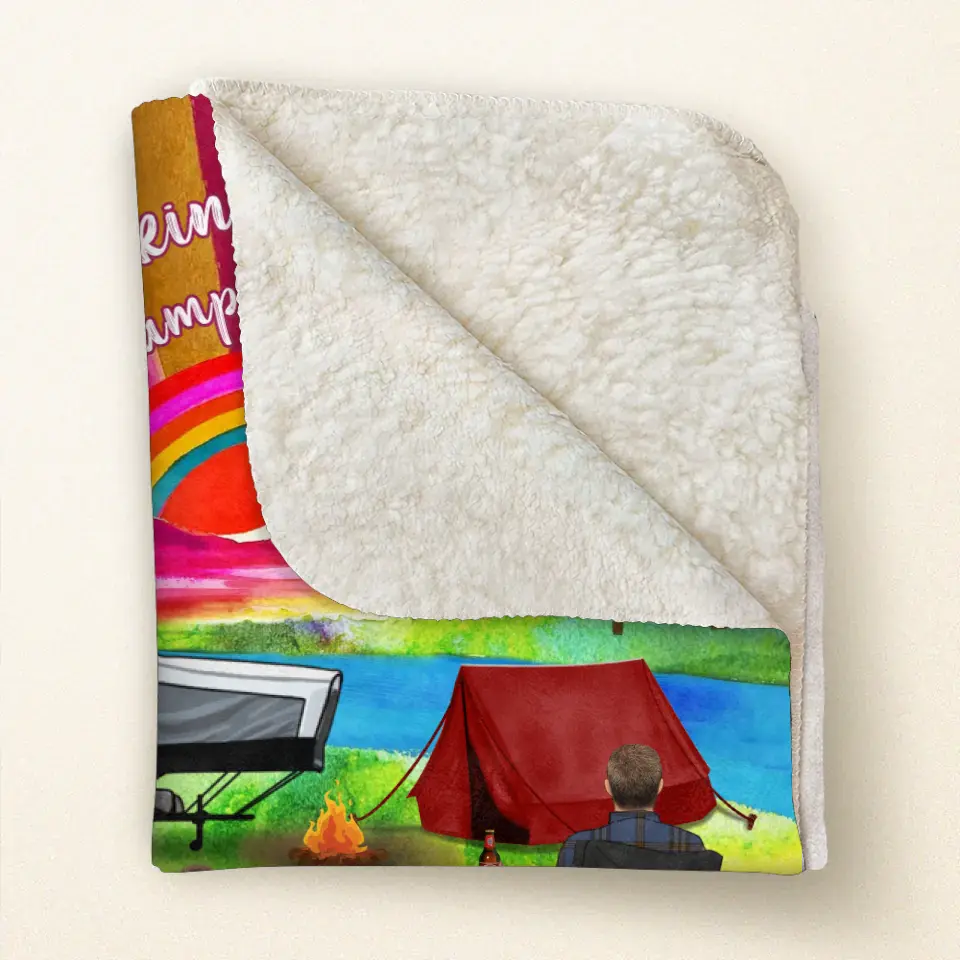 Personalized Watercolor Camping Quilt & Fleece Throw Blanket — Making Memories One Campsite at a Time
