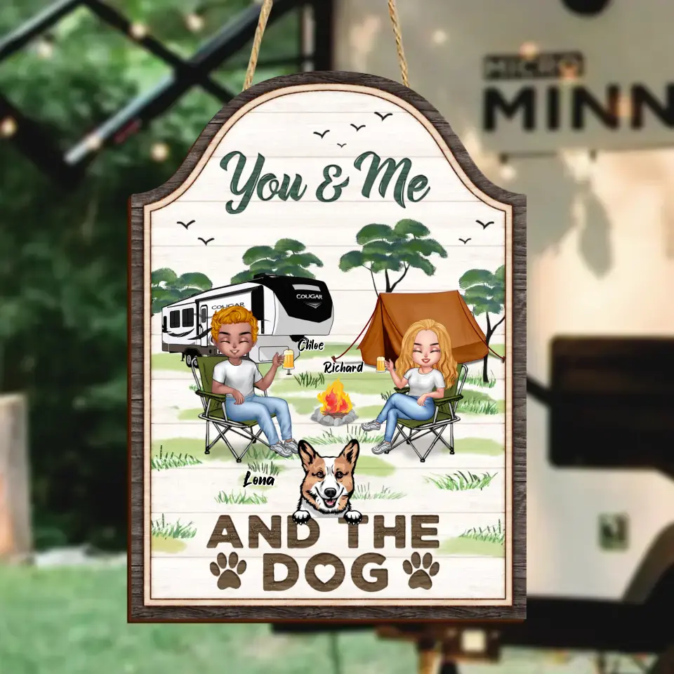 You, Me & The Dogs — Personalized Camping Wooden Sign