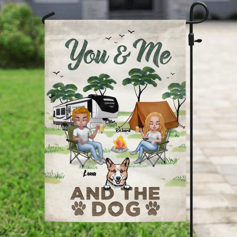 Personalized Camping Flag Sign — You & Me and the Dogs