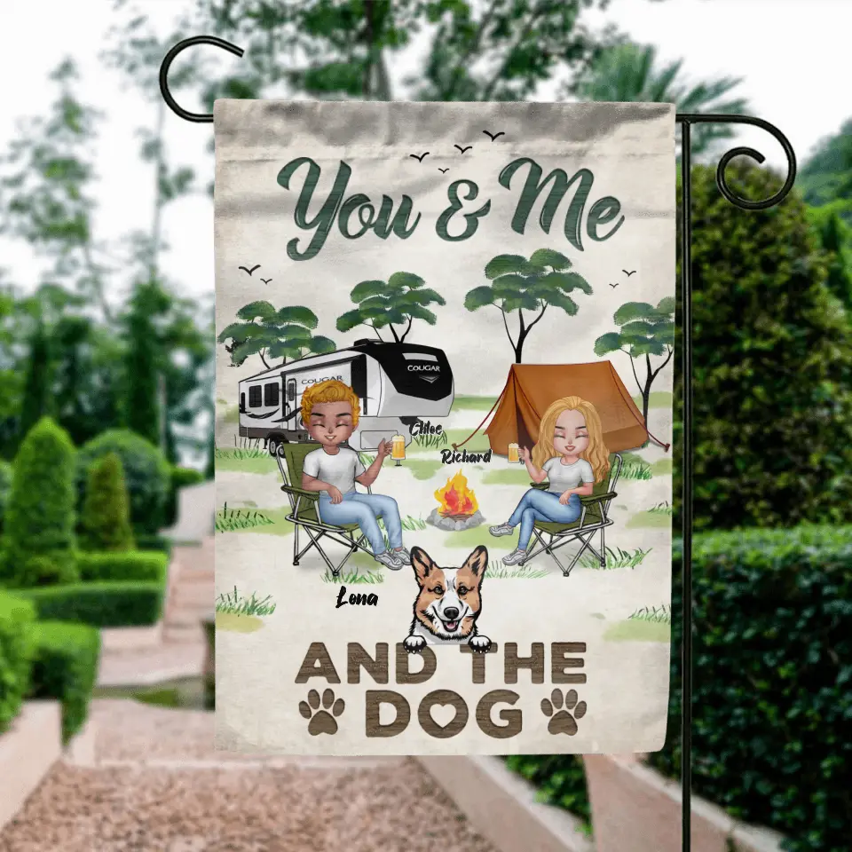 Personalized Camping Flag Sign — You & Me and the Dogs