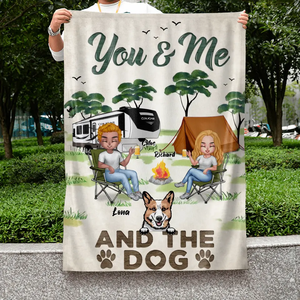 Personalized Camping Flag Sign — You & Me and the Dogs